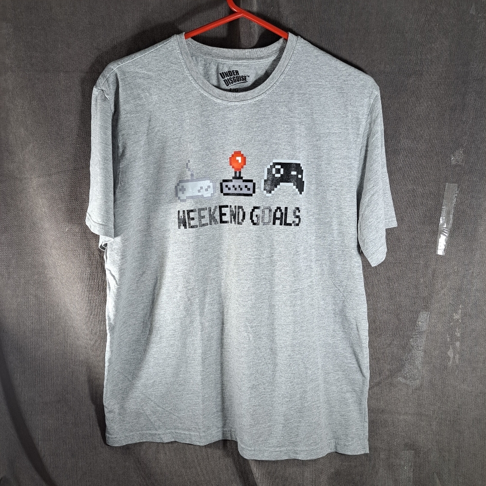 Under Disguise 8bit Video Game Controllers Weekend Goals Graphic Tee VG L